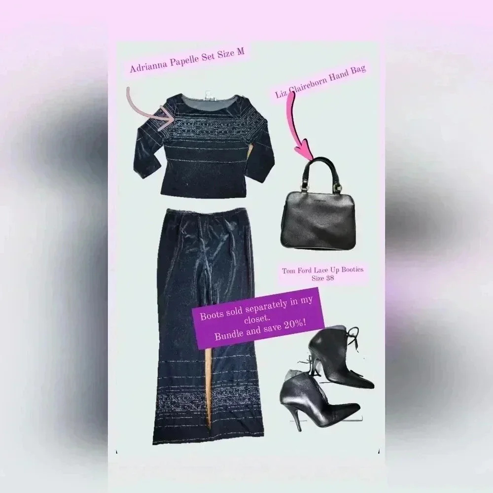 ANTHROPOLOGIE'S Adrianna Papell Evening Essentials Collection Velvet Beaded Set.